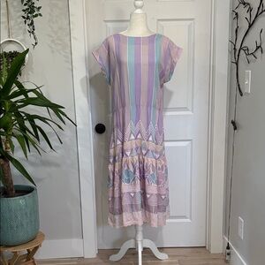🌹Vintage Pastel Striped Midi Dress🌹